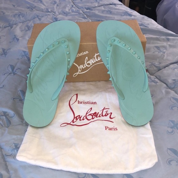 Christian Louboutin Shoes - Loubi Flip Donna Flat - Noumea blue